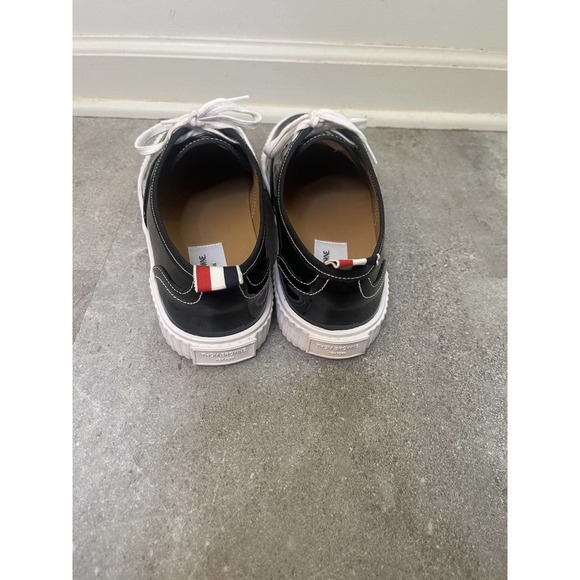 Women's Thom Browne Soft Patent Leather Heritage Black Sneaker Size 11 - Picture 4 of 16
